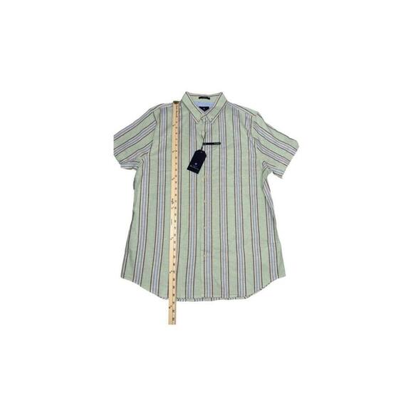NWT Ben Sherman Mens Short Sleeve Button Up Striped Shirt Large - Picture 2 of 6